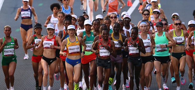 Start of the women’s marathon at the Tokyo Olympics in Sapporo, Japan, August 7, 2021 (Reuters)